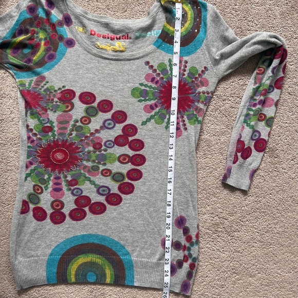 Desigual Cotton blend sweater, Geometric pattern grey, Size S - Picture 12 of 13
